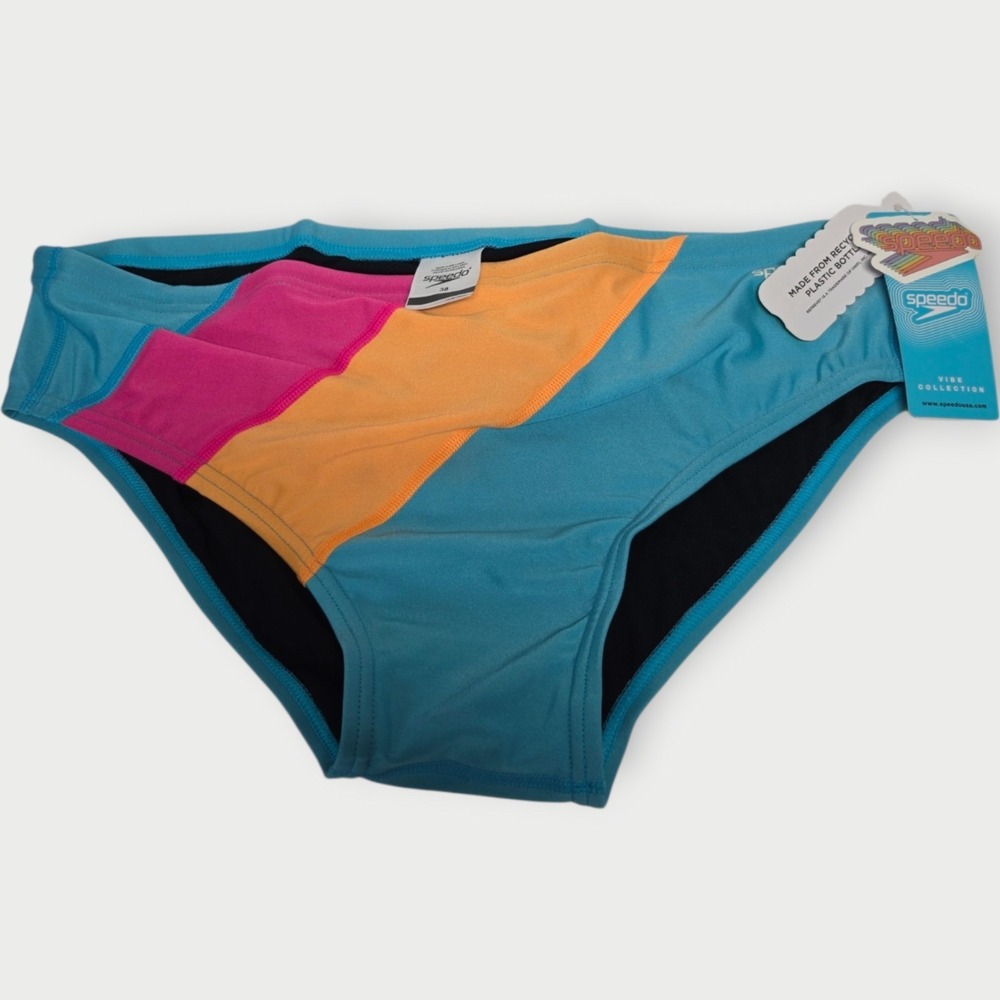 NEW Speedo Eco Endurance Brief 32 Acid Lime Color-Block Swimsuit NWT TAGS